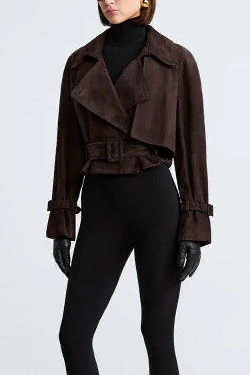 Banbury Faux Suede Cropped Trench Jacket