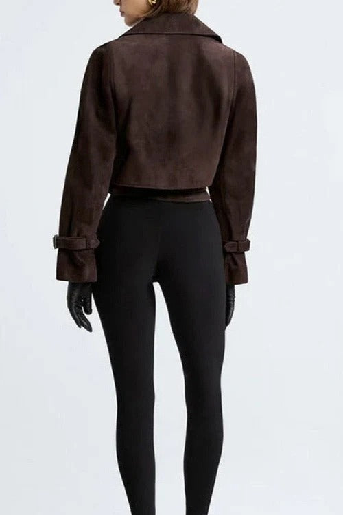Banbury Faux Suede Cropped Trench Jacket