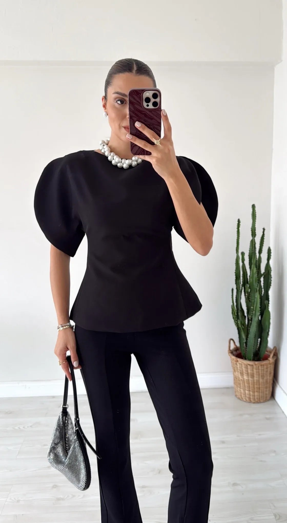 Diana Tricot Balloon Sleeve Top