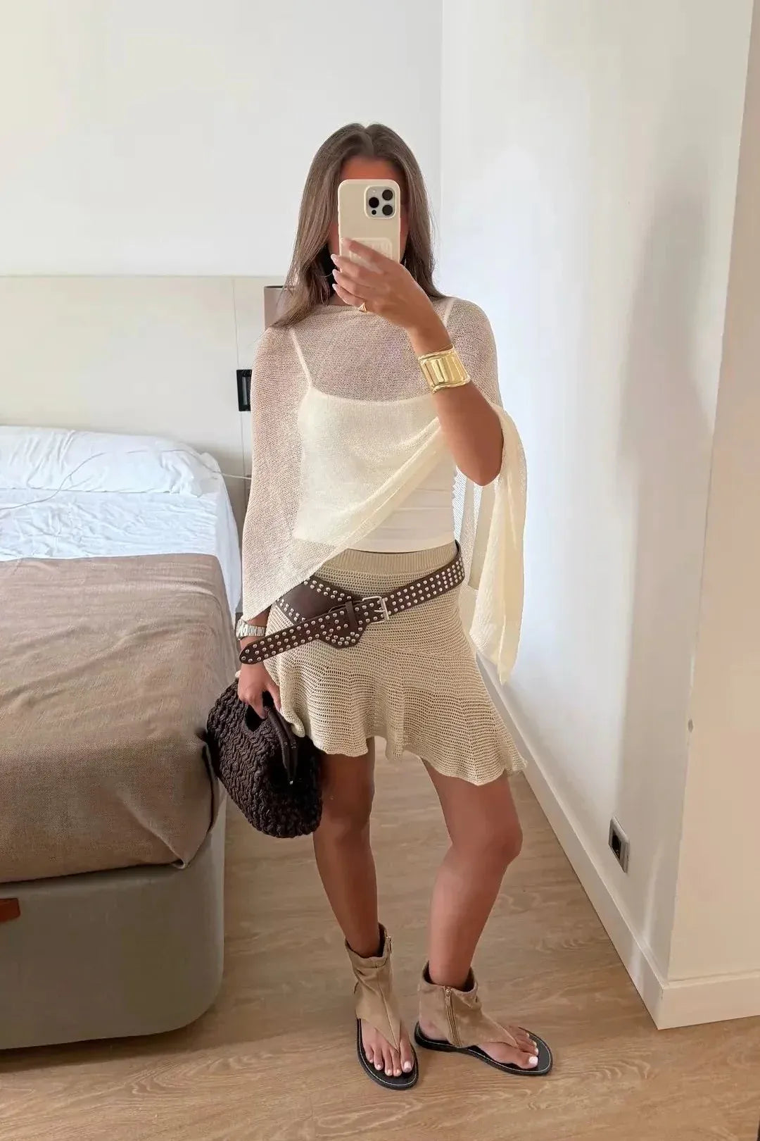 Kendall Open-Knit Batwing Cover-Up