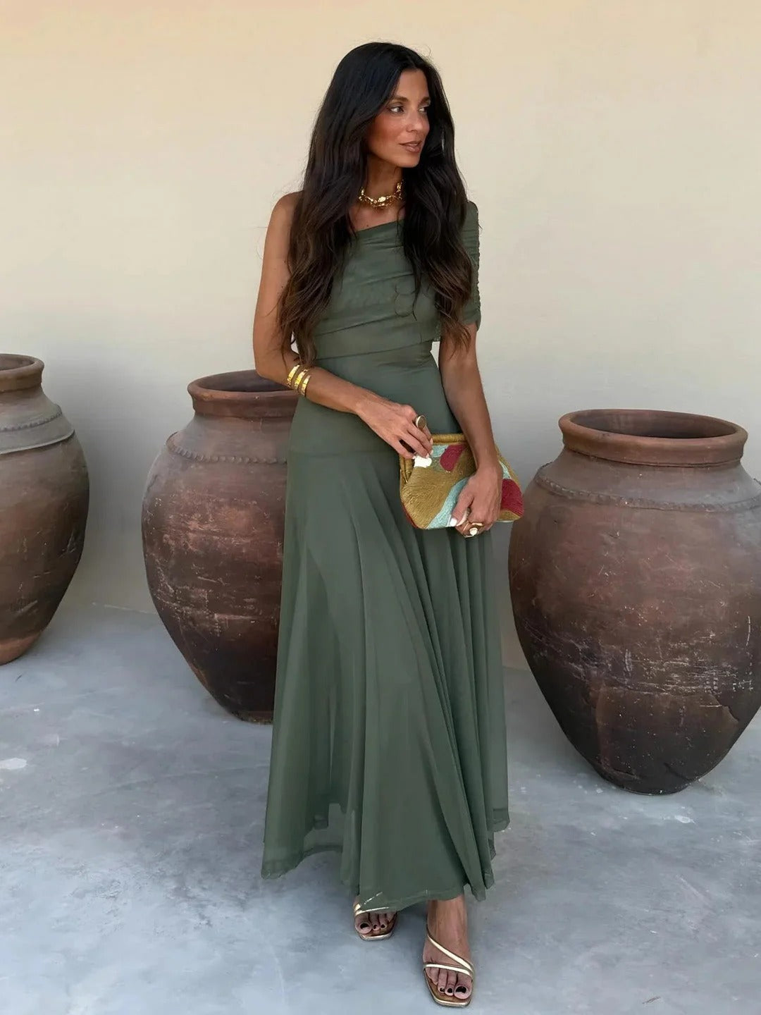 Camara Off-Shoulder Ruched Maxi Dress