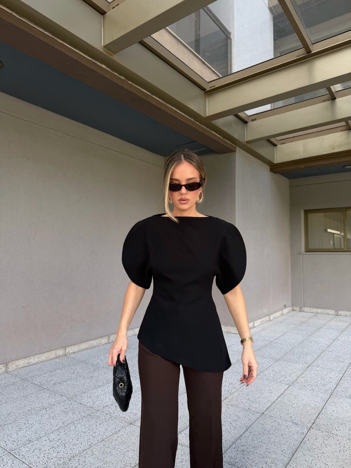 Diana Tricot Balloon Sleeve Top