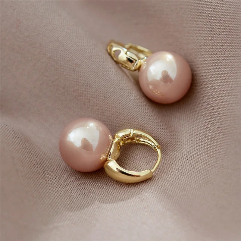Vintage Gold Pink Pearl Earrings