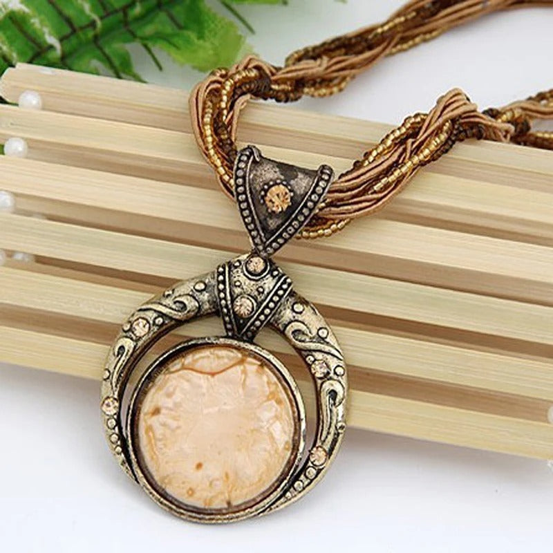 Handmade Ethnic Beaded Pendant Necklace