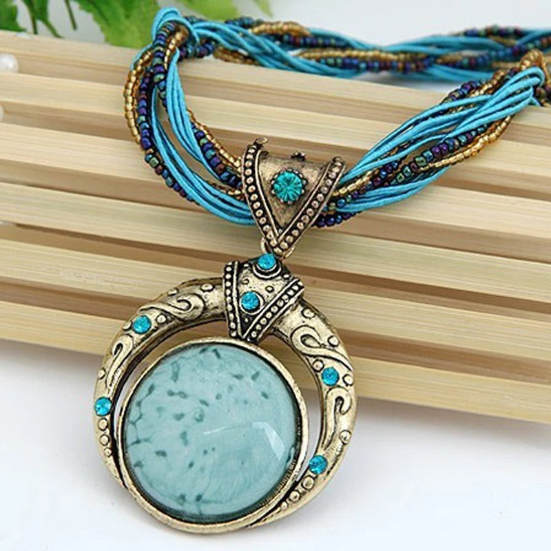 Vintage Blue Stone Bohemian Necklace
