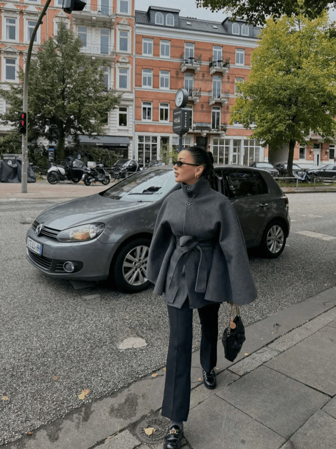 Diana Tricot Belted Cape Jacket