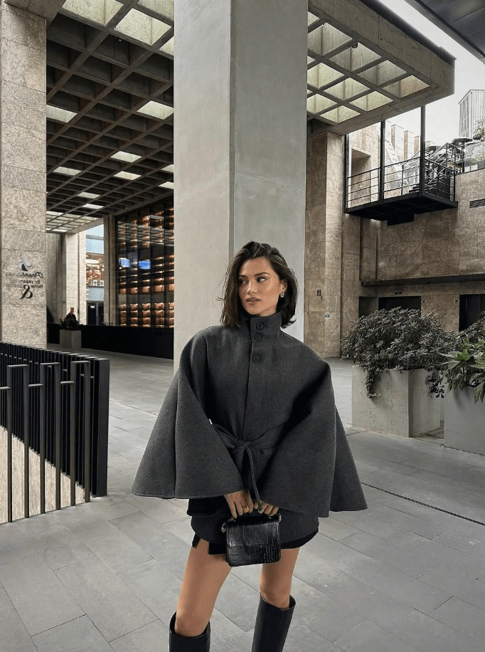 Diana Tricot Belted Cape Jacket