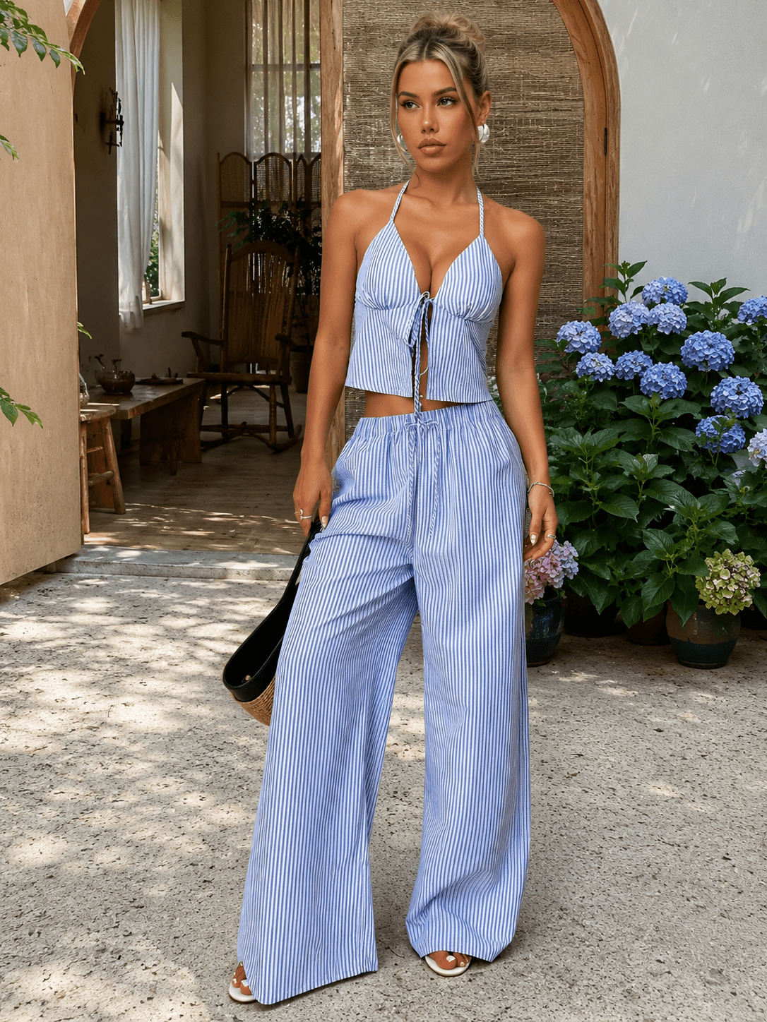Kendall Striped Halter Top Set