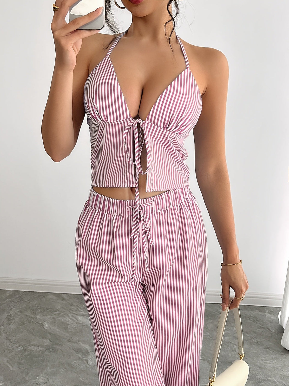 Kendall Striped Halter Top Set