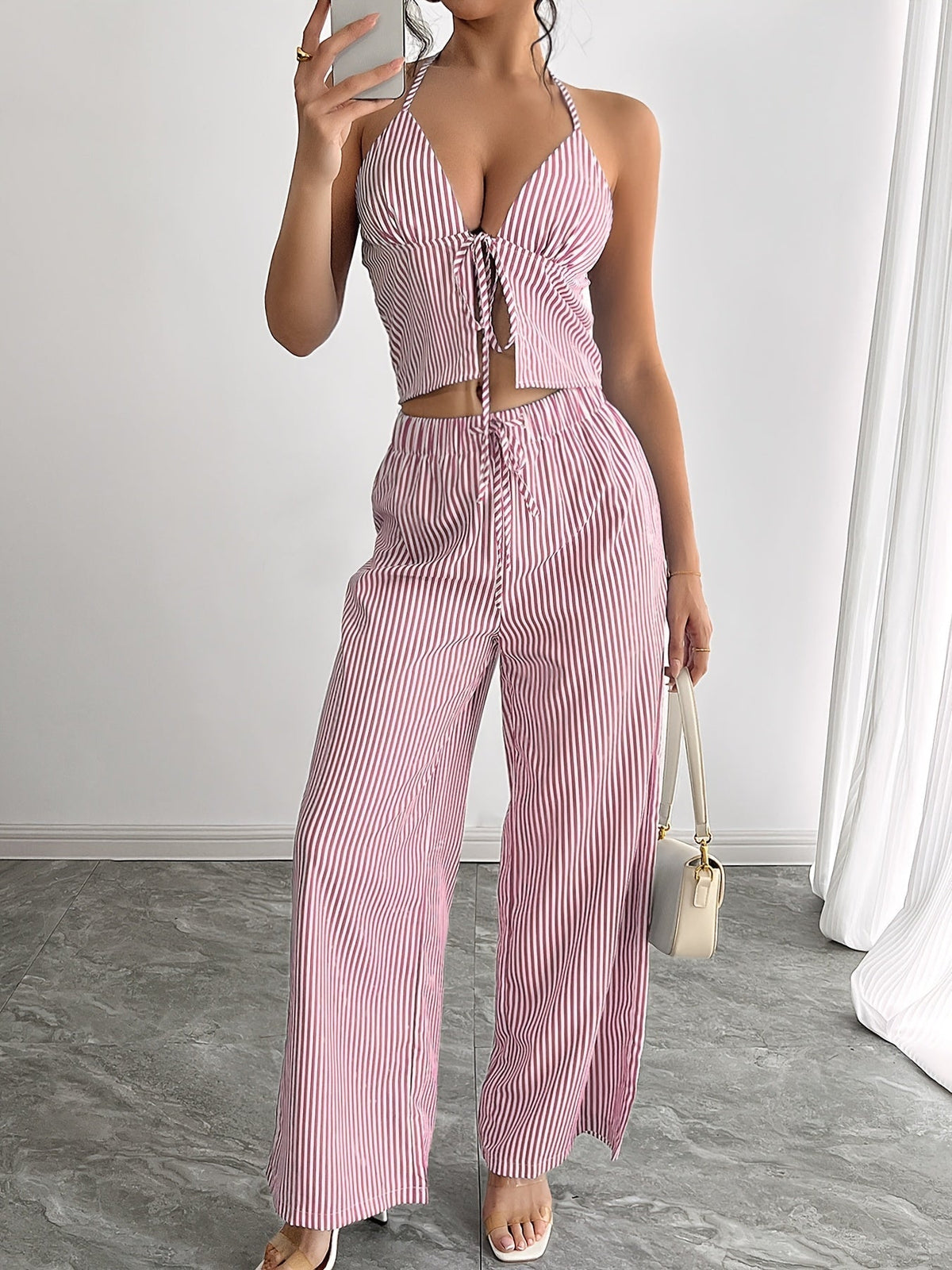 Kendall Striped Halter Top Set