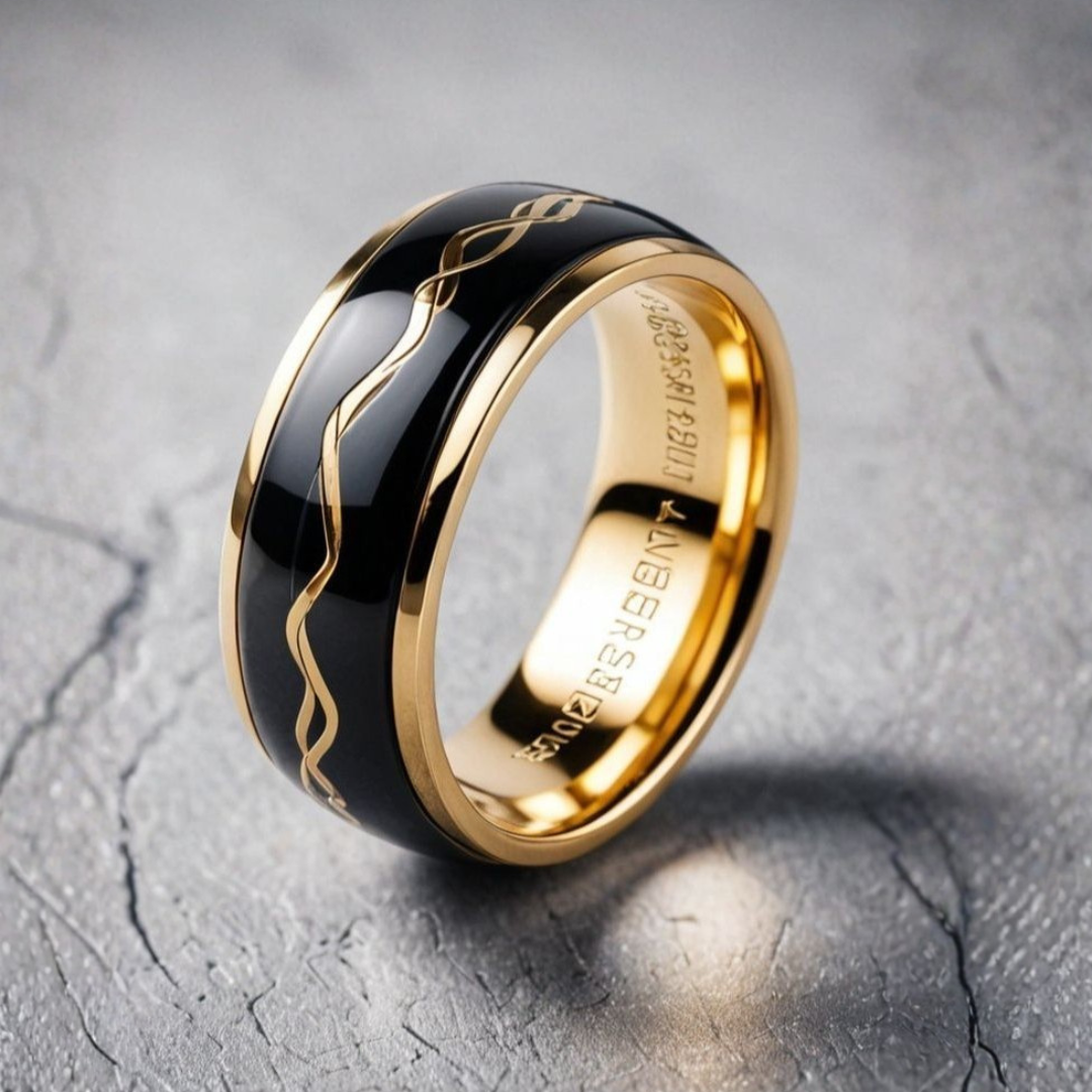 Royal Black & Gold Men's Ring