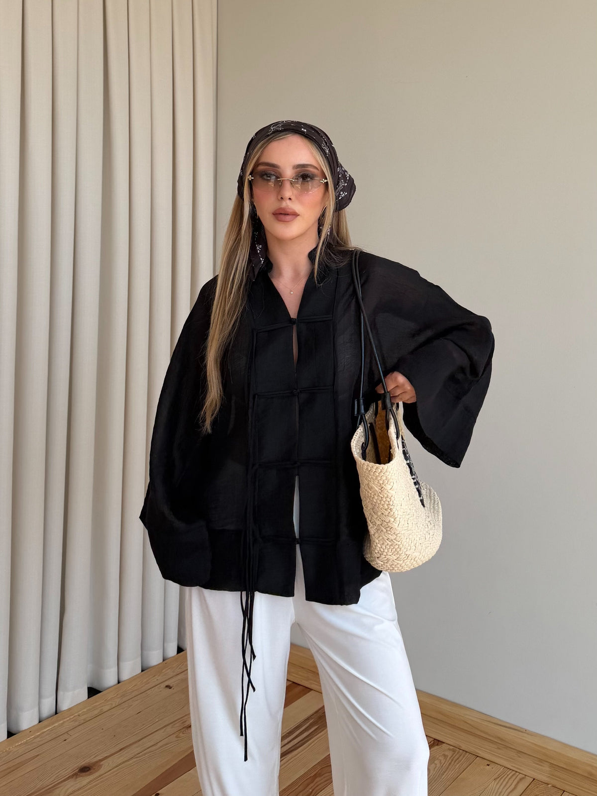 Diana Tricot Semi-Sheer Kimono Shirt