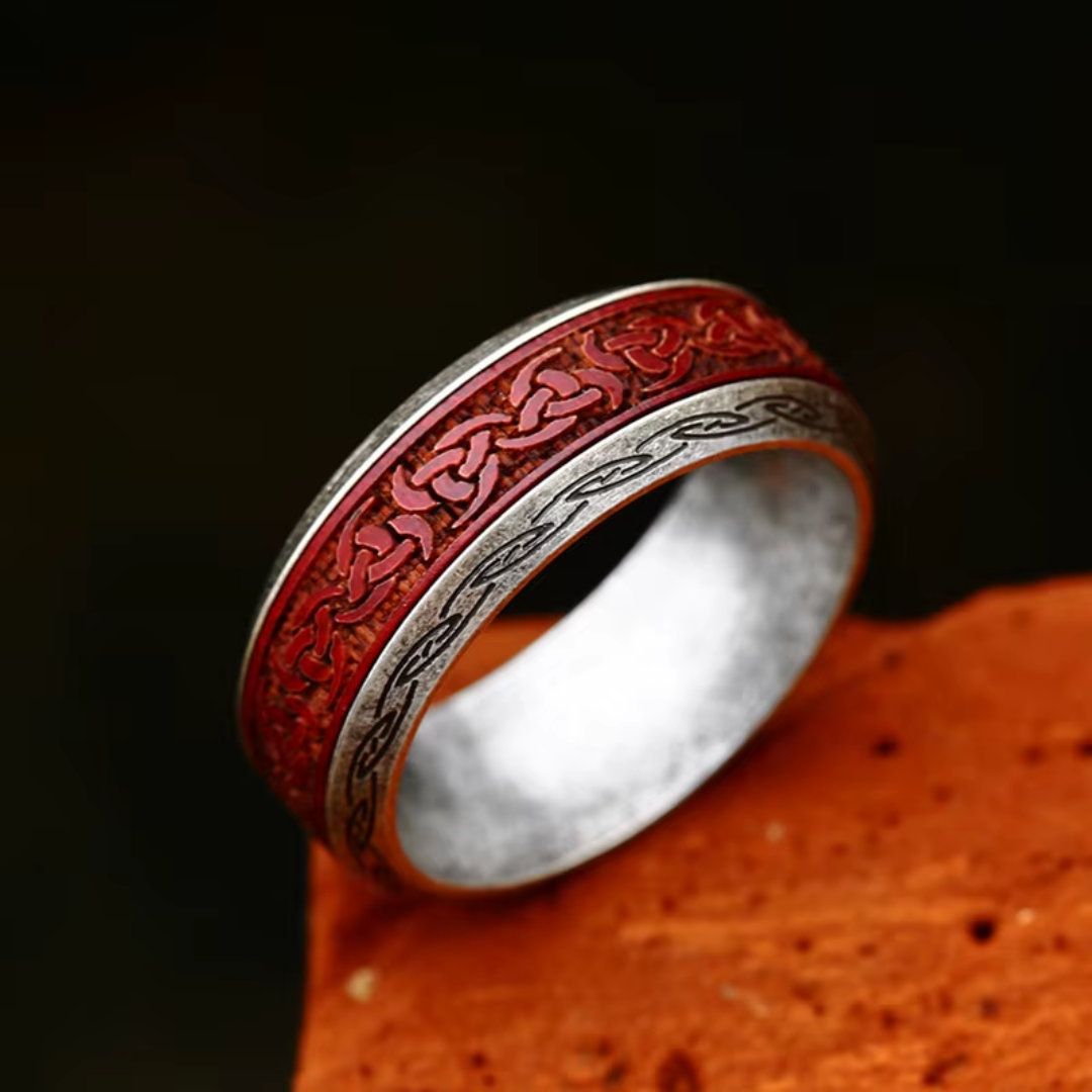 Vintage Celtic Crimson Pattern Ring