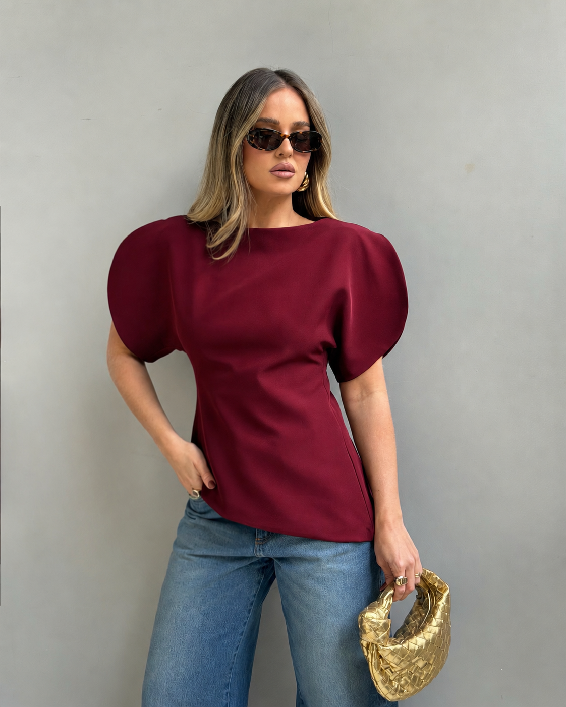 Diana Tricot Balloon Sleeve Top