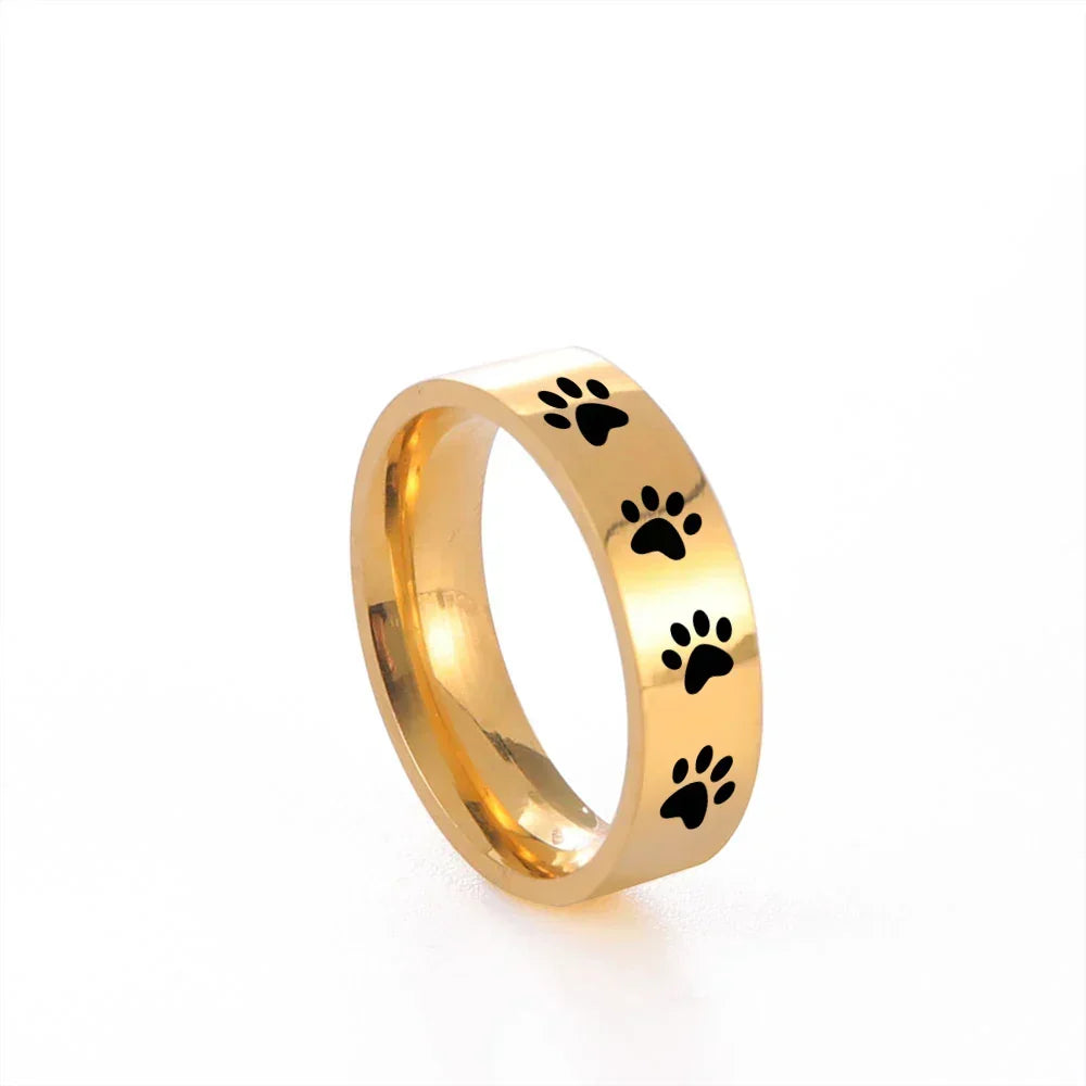 Handcrafted Paw Print Ring in Stainless Steel