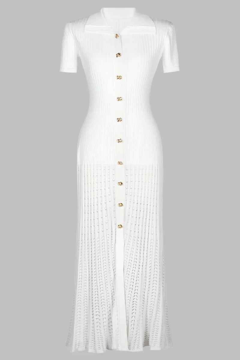 Riviera Ribbed Knit Polo Maxi Dress