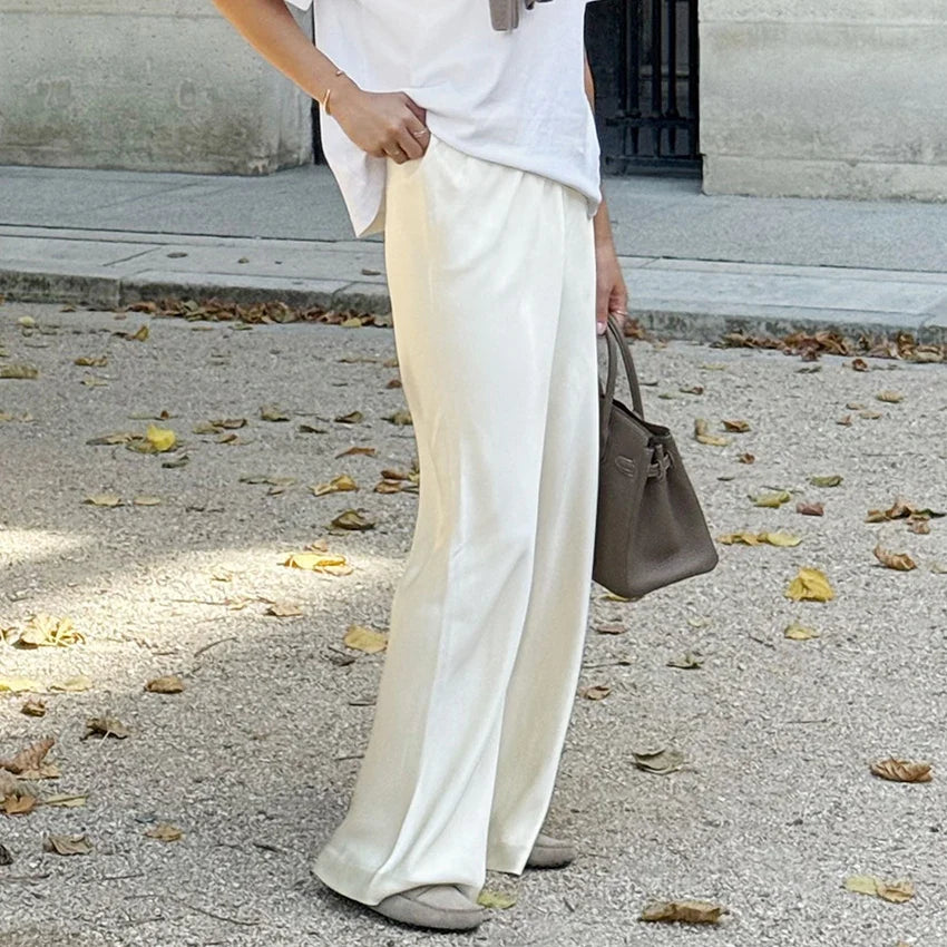 Diana Tricot Satin Flare Leg Pants