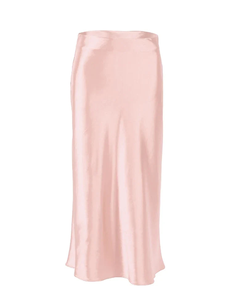 Diana Tricot Satin Midi Skirt