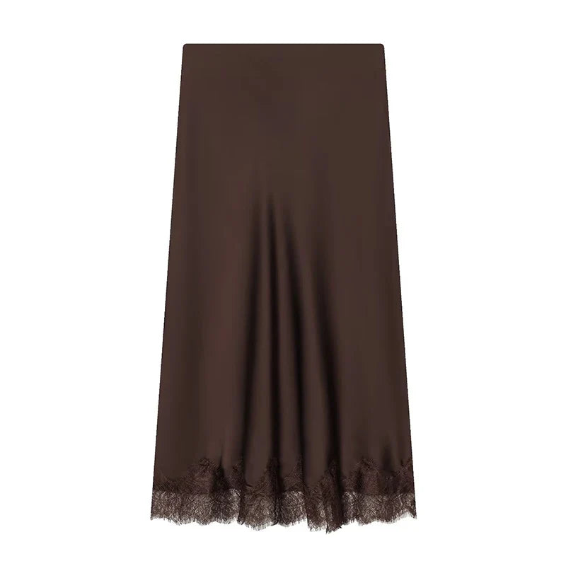 Dina Tricot Lace Trim Midi Skirt