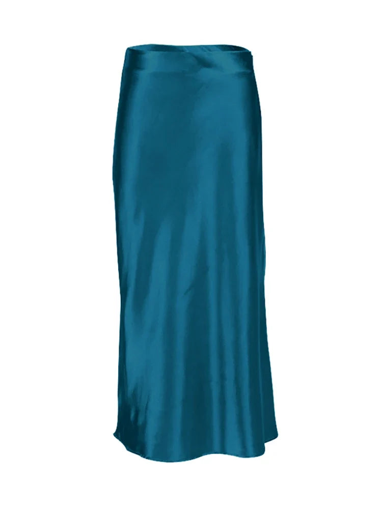 Diana Tricot Satin Midi Skirt