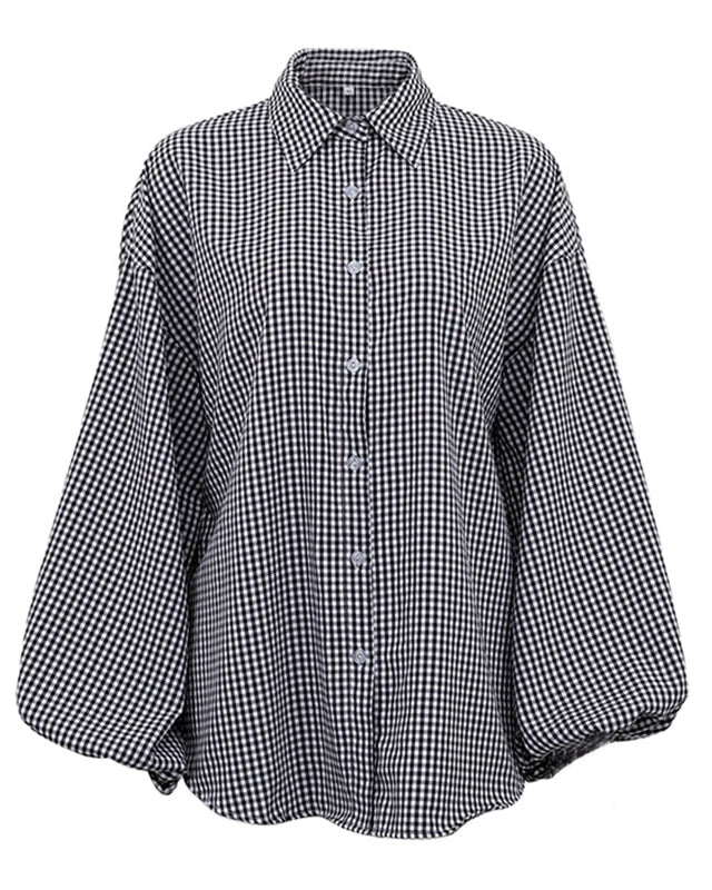 Vintage Century Plaid Puffer Sleeve Shirt
