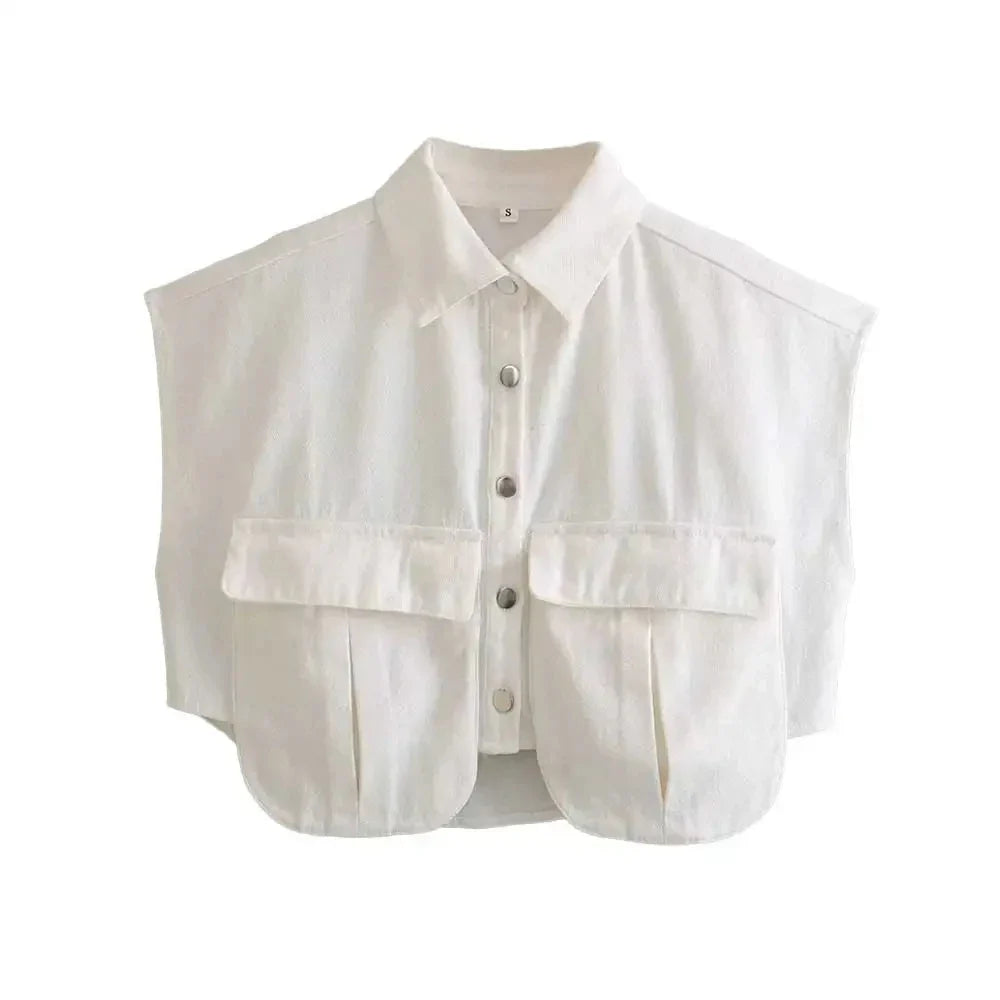 Verona Cropped Shirt with Flap Pockets