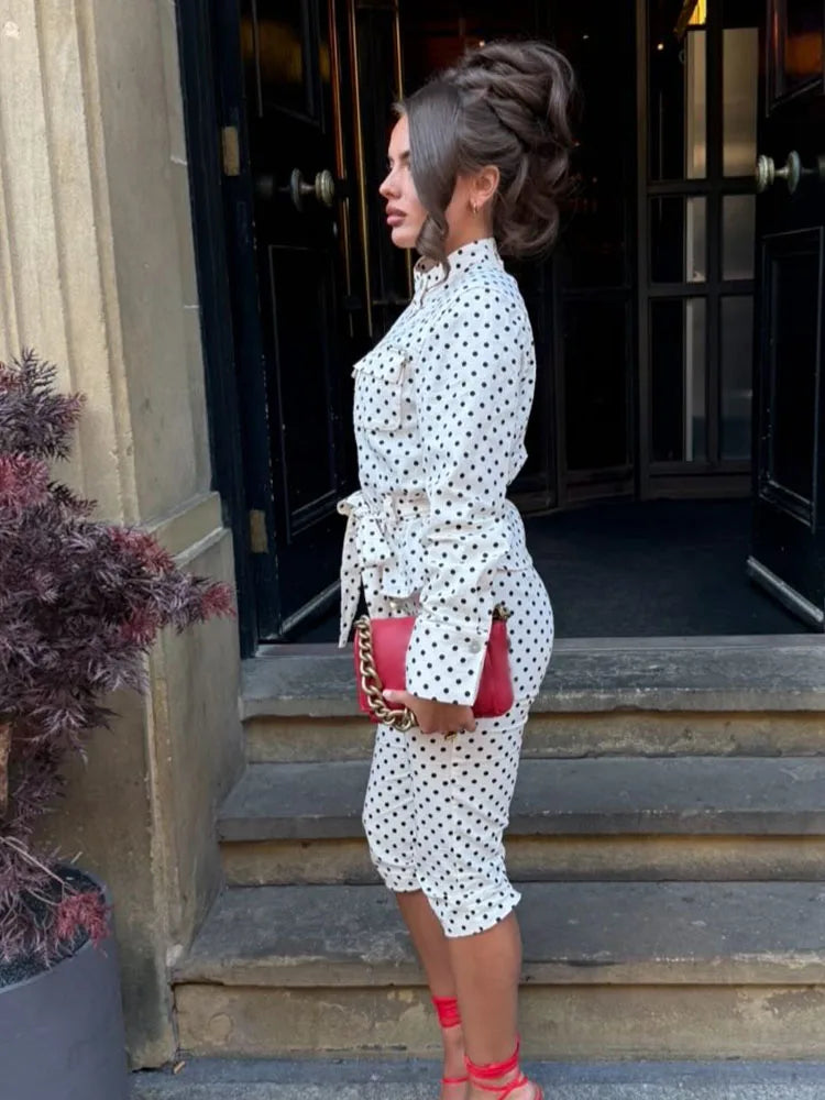 Vintage Century Polka Dot Belted Jacket & Capri Set