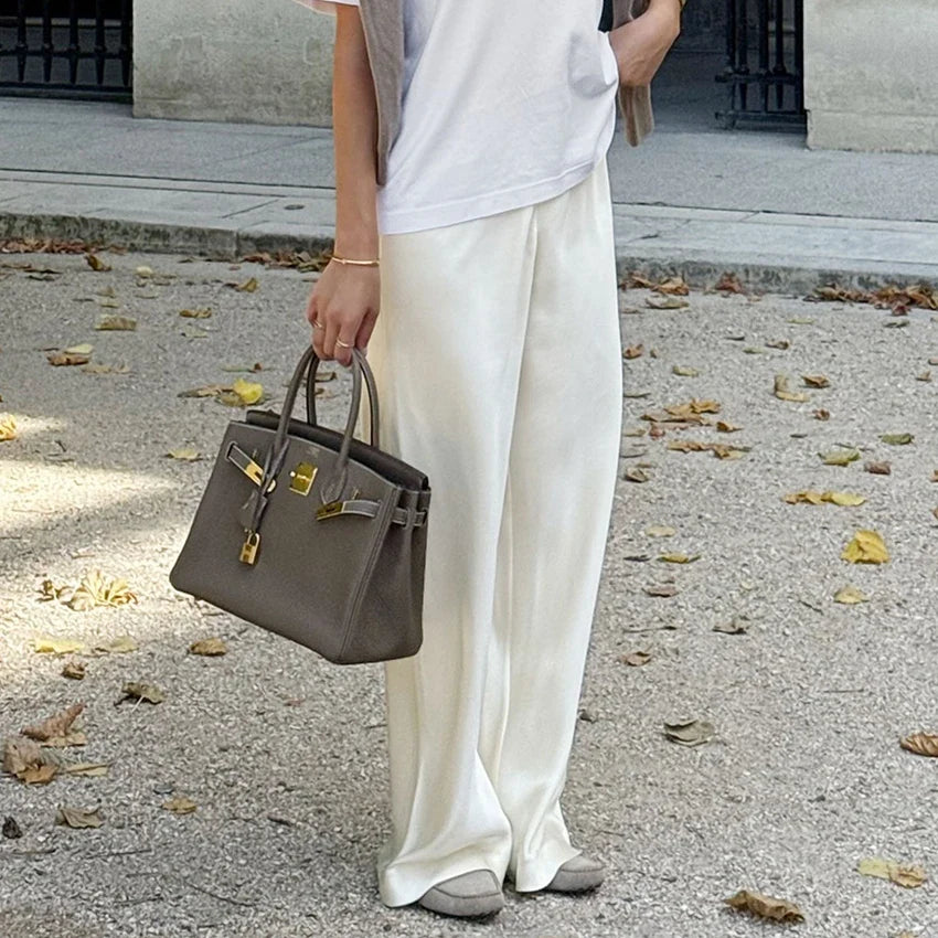 Diana Tricot Satin Flare Leg Pants