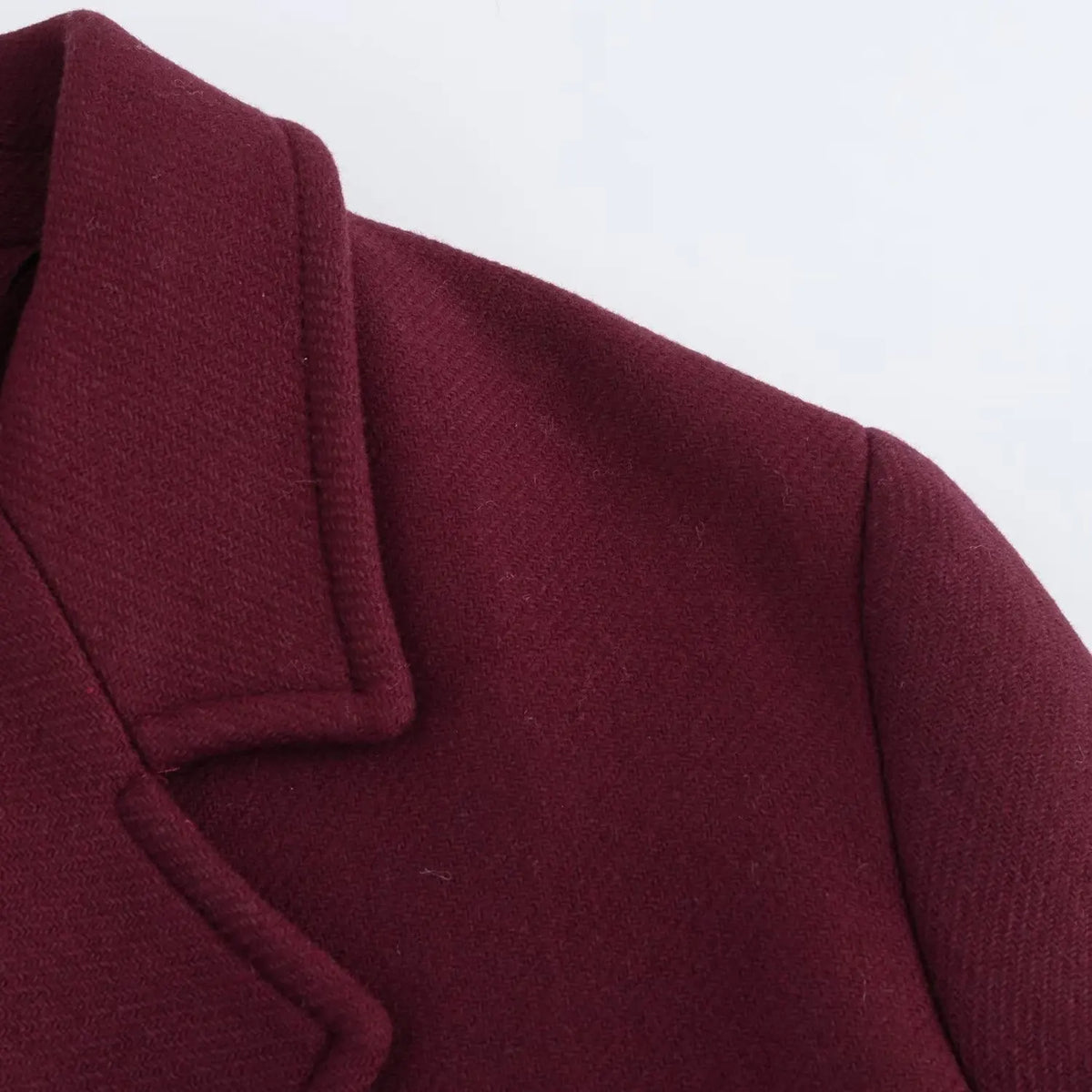 Diana Tricot Double Breasted Coat in Burgundy