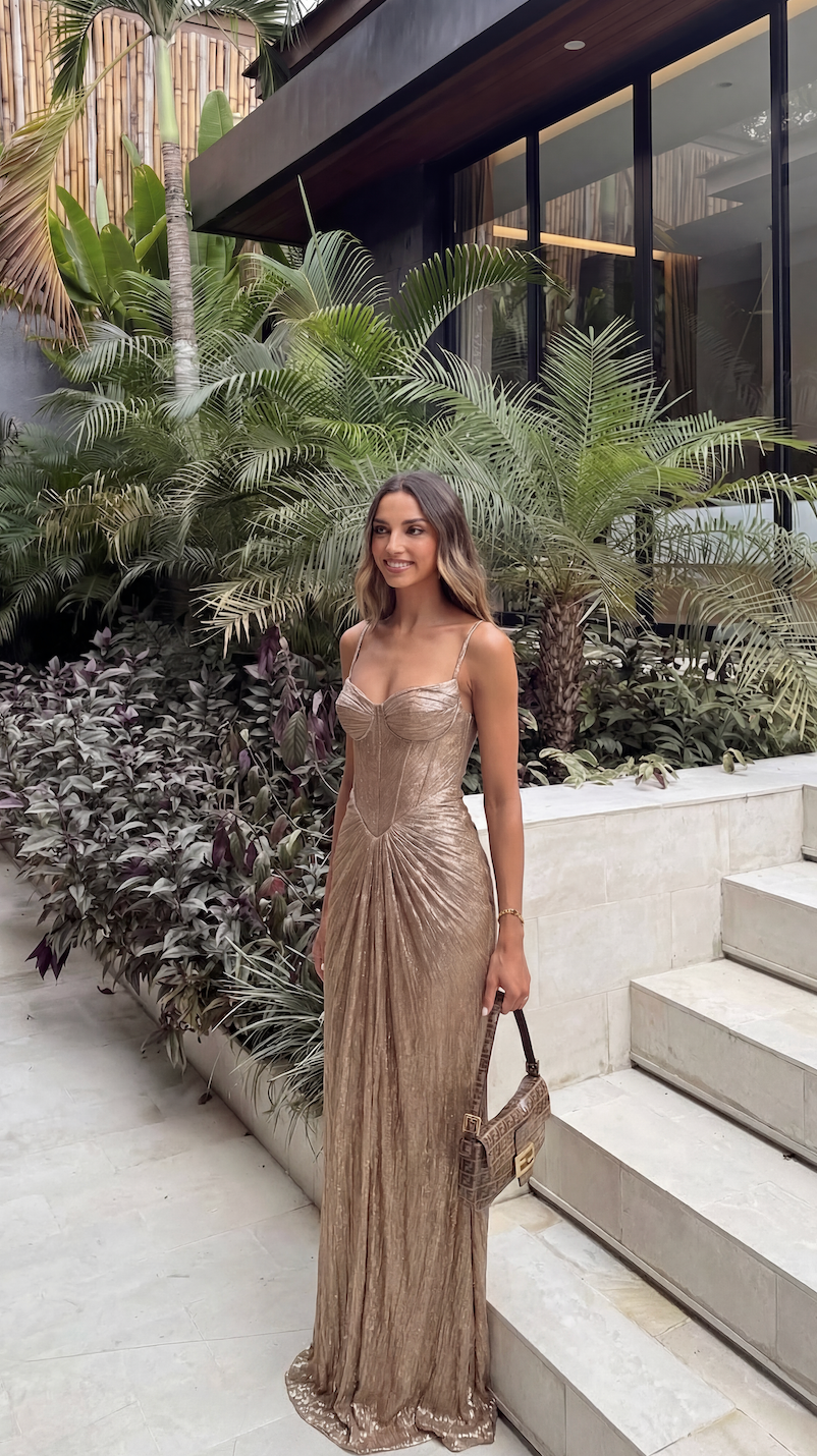 Ginevra Corset Pleated Gown