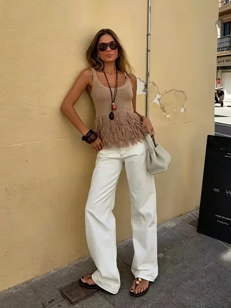 Delphine Boho Tassel Knit Vest Top