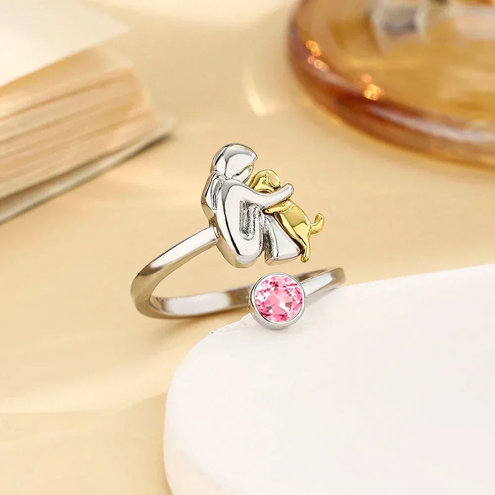 Elegant Dog Embrace Ring