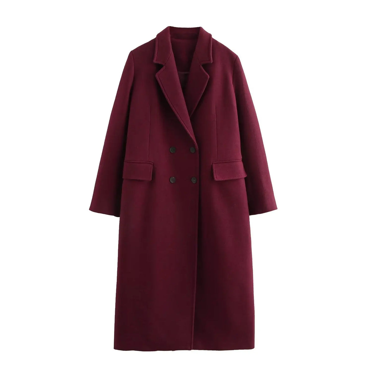 Diana Tricot Double Breasted Coat in Burgundy