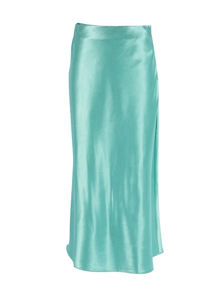 Diana Tricot Satin Midi Skirt