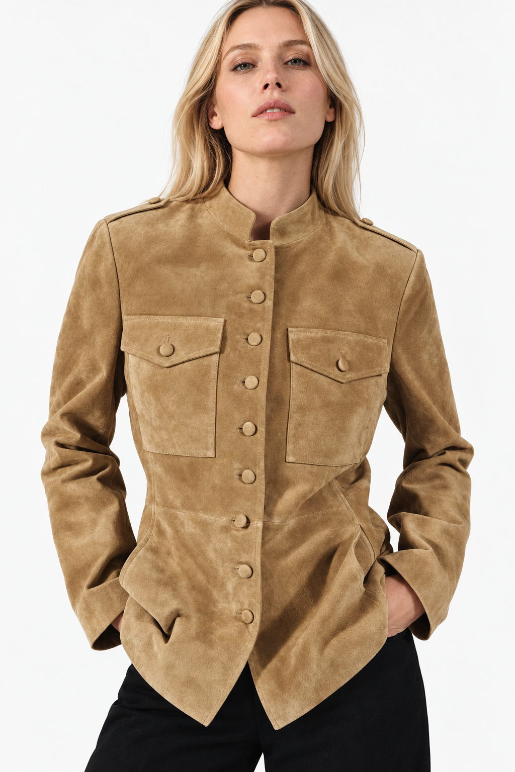 Banbury Military Suede Jacket in Camel