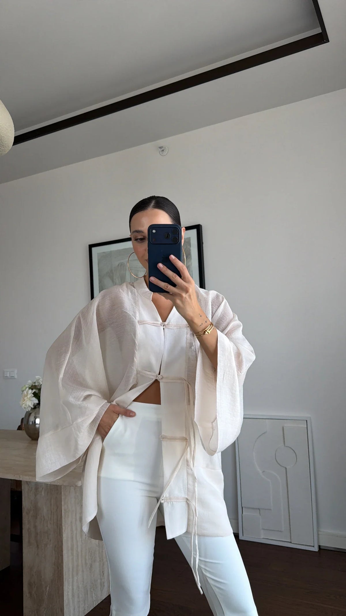 Diana Tricot Semi-Sheer Kimono Shirt