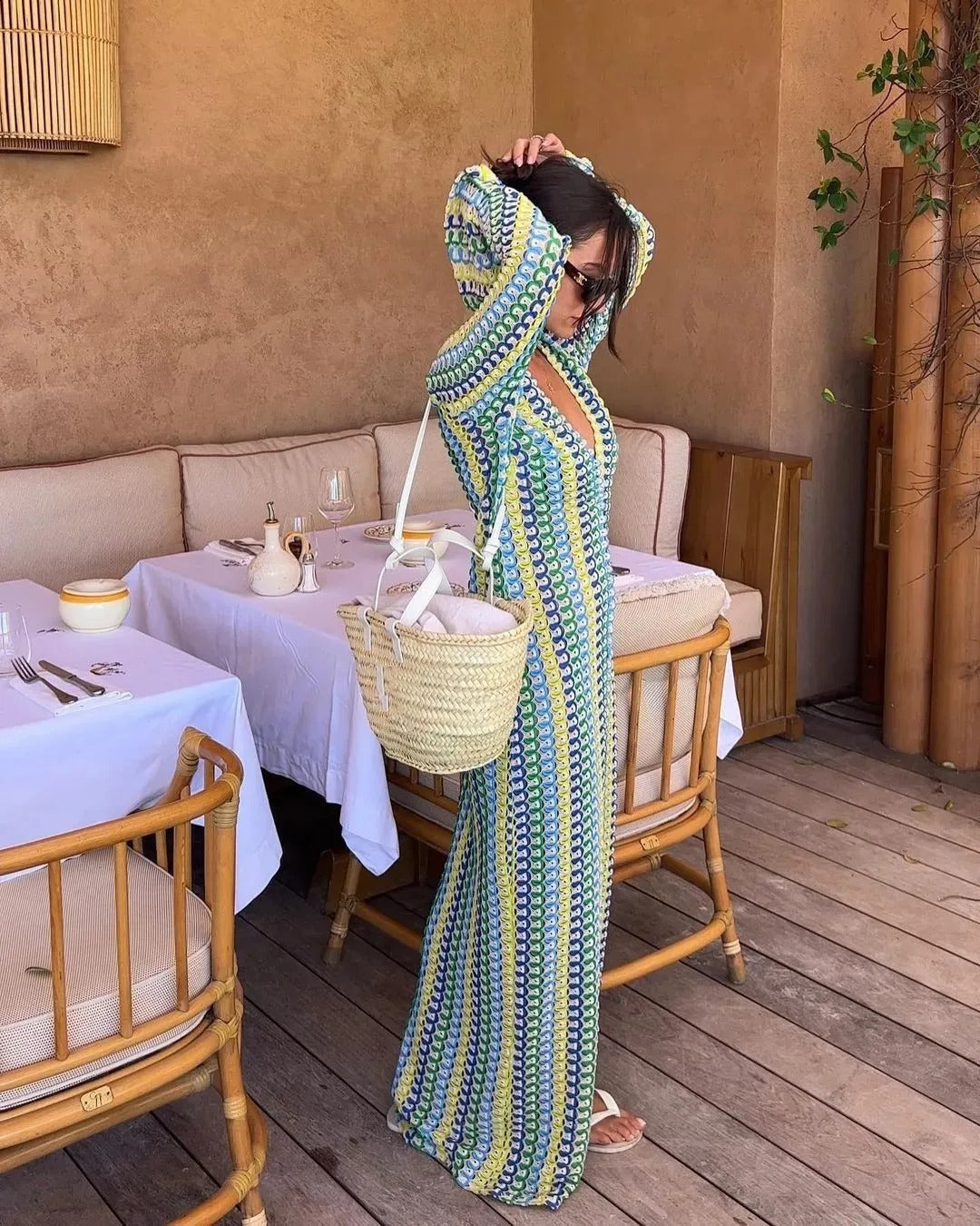 Marbelle Crochet Stripe Maxi Dress