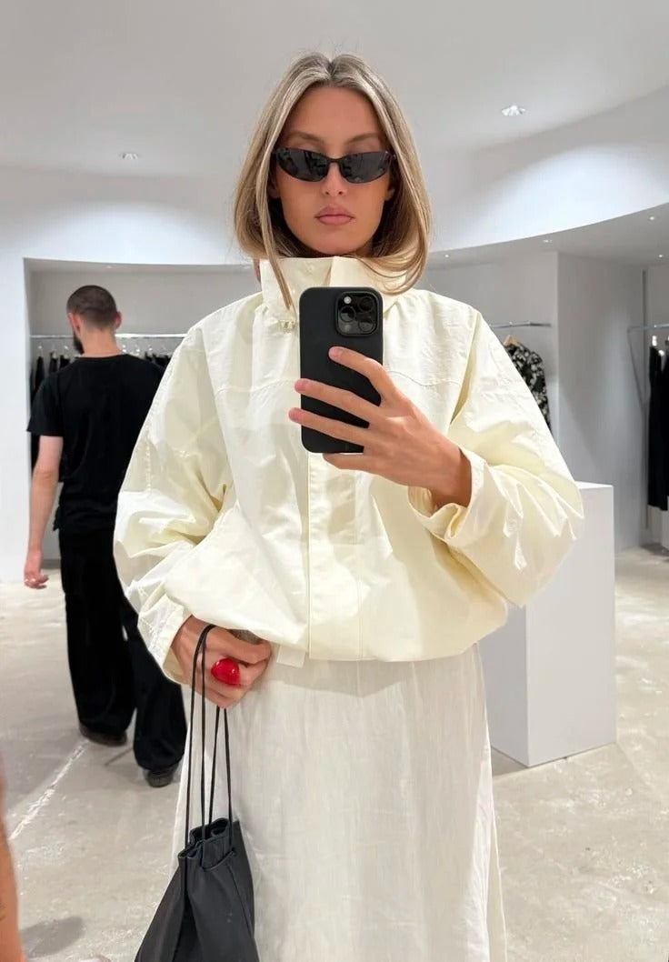 Diana Tricot Funnel Neck Windbreaker Jacket