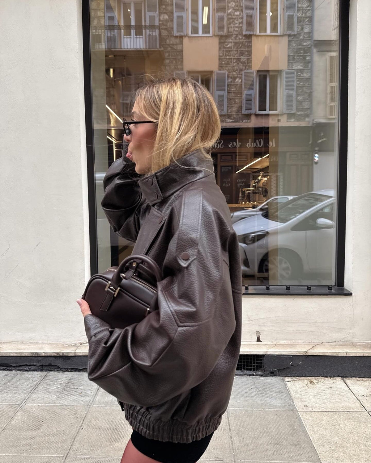 Verona High-Neck Leather Jacket