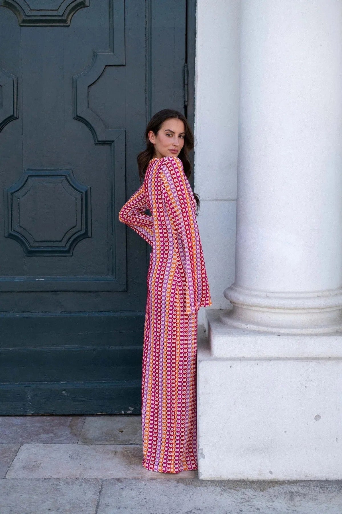 Marbelle Crochet Stripe Maxi Dress