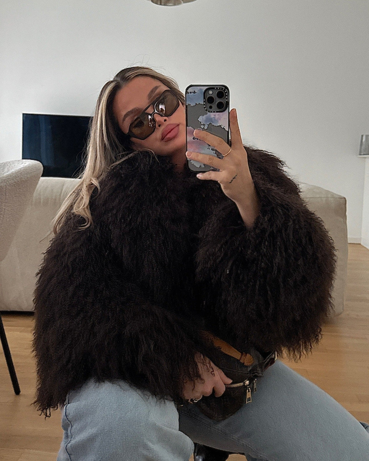 Ferryhill Fuzzy Faux Fur Coat