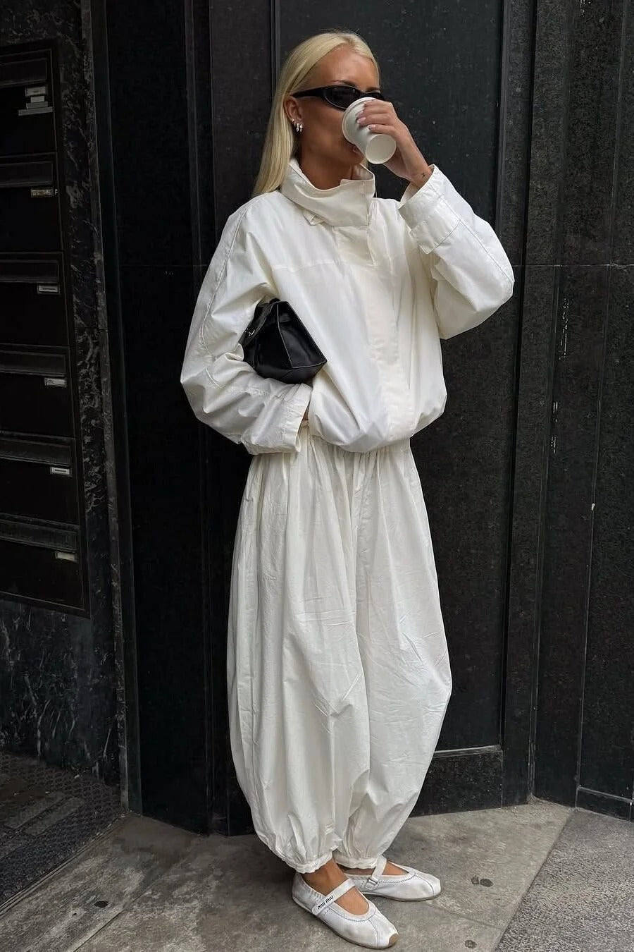 Diana Tricot Funnel Neck Windbreaker Jacket