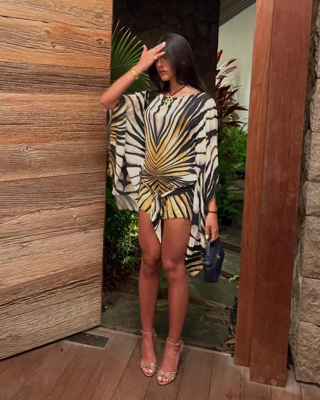 Solara Zebra Print Kaftan Dress
