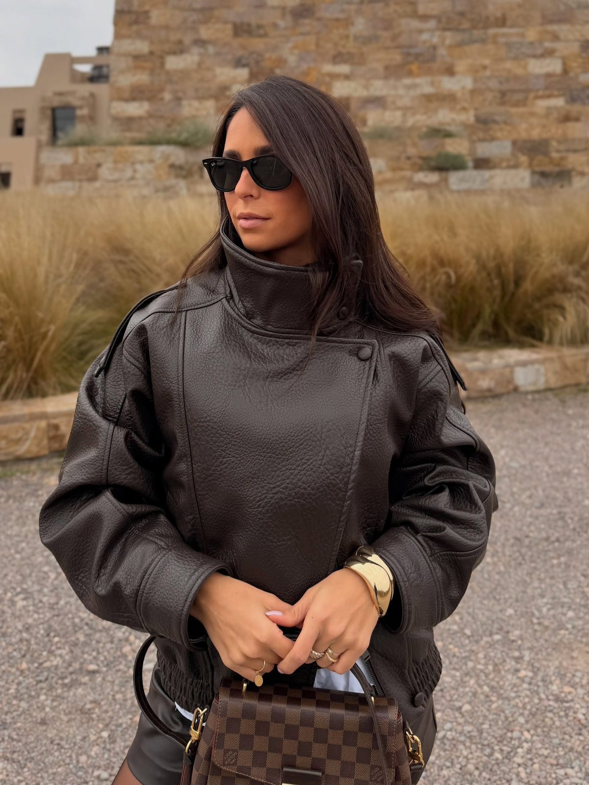 Verona High-Neck Leather Jacket