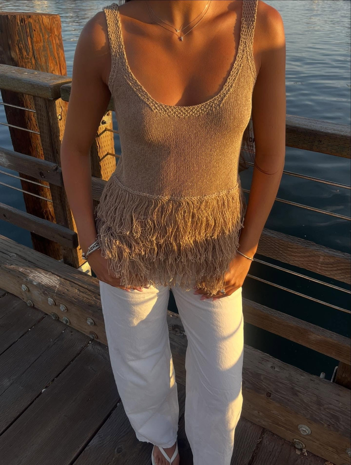 Delphine Boho Tassel Knit Vest Top
