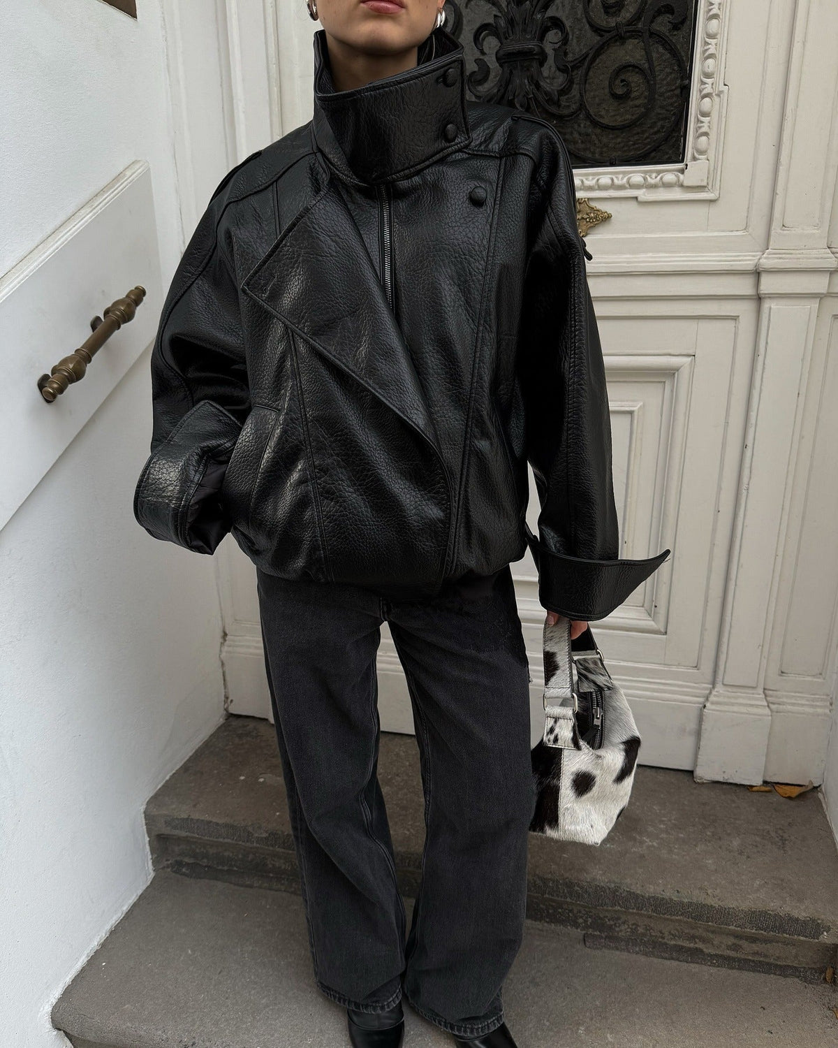 Verona High-Neck Leather Jacket