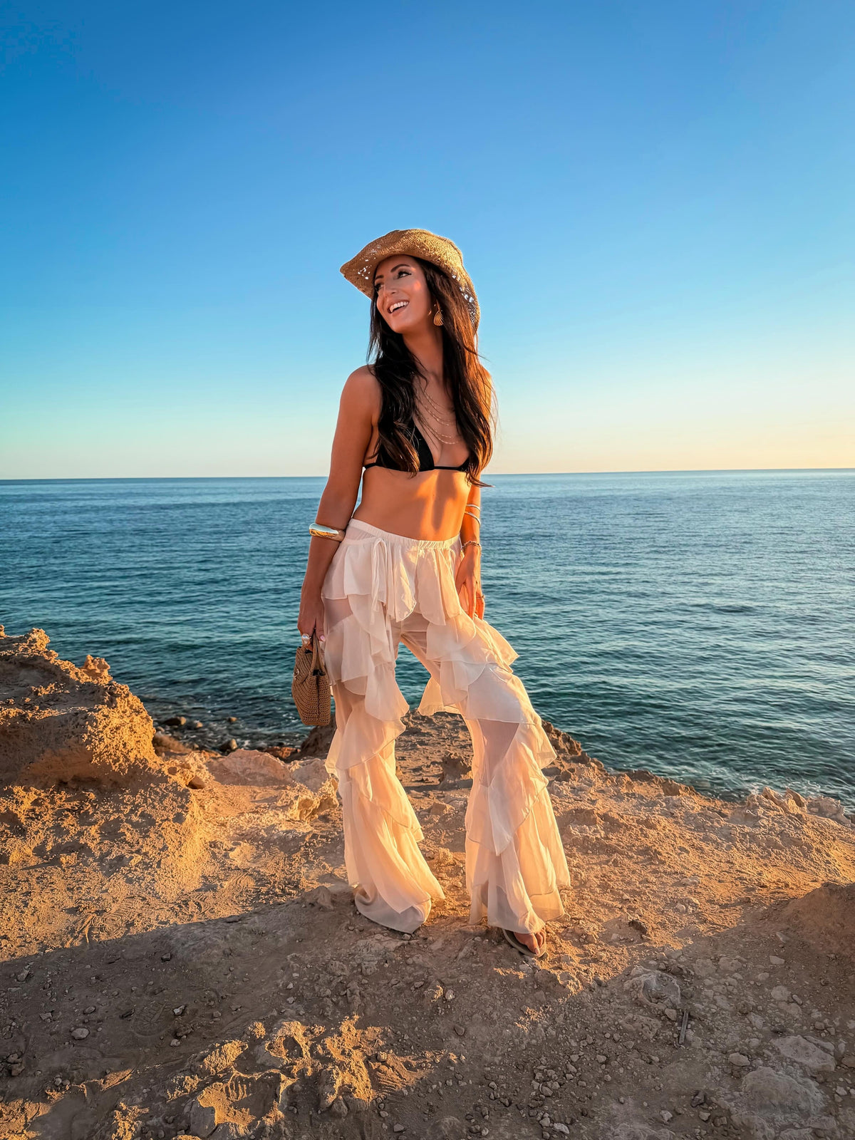 Kendall Sheer Mesh Ruffle Pants