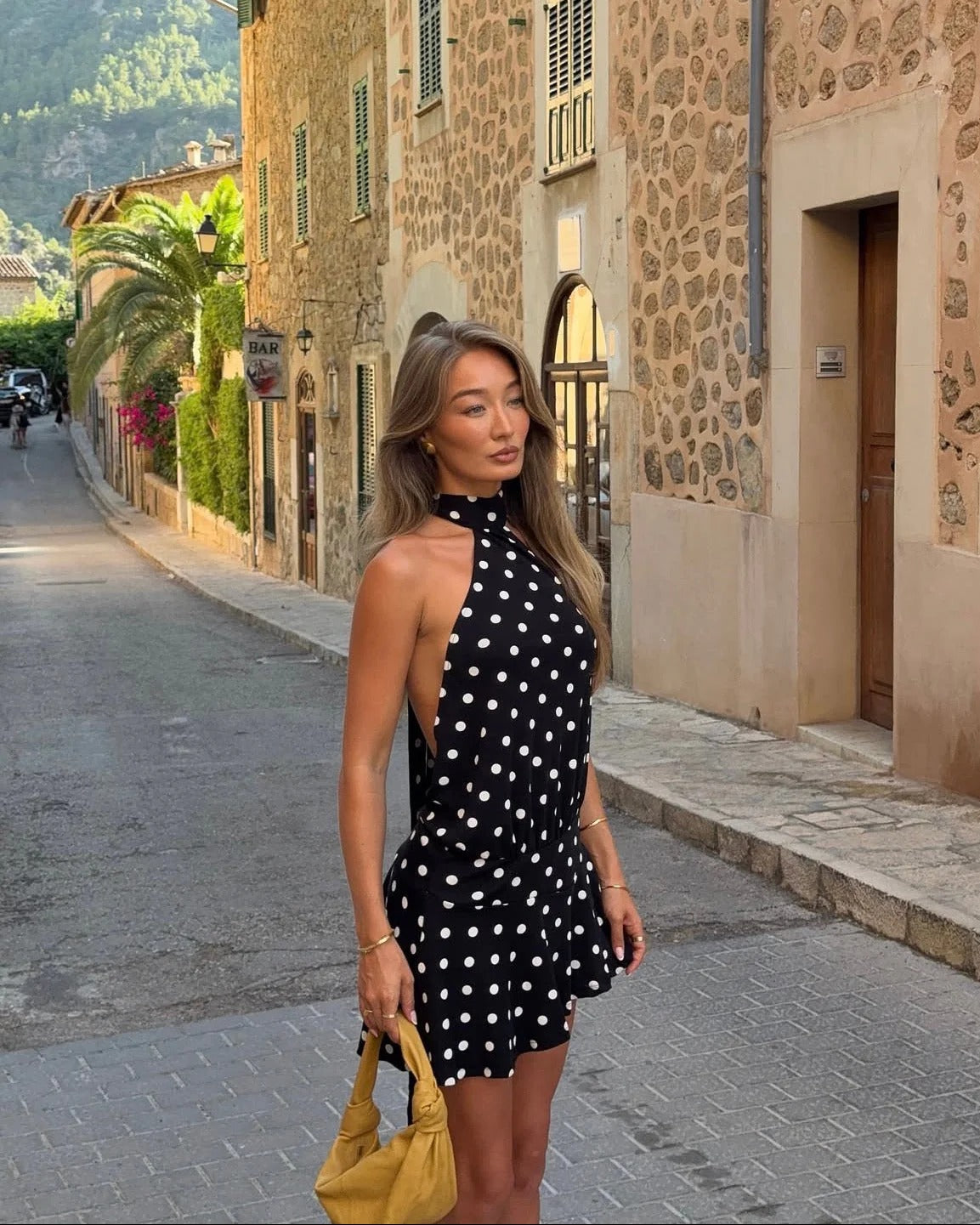 Kendall Polka Dot Halter Mini Dress