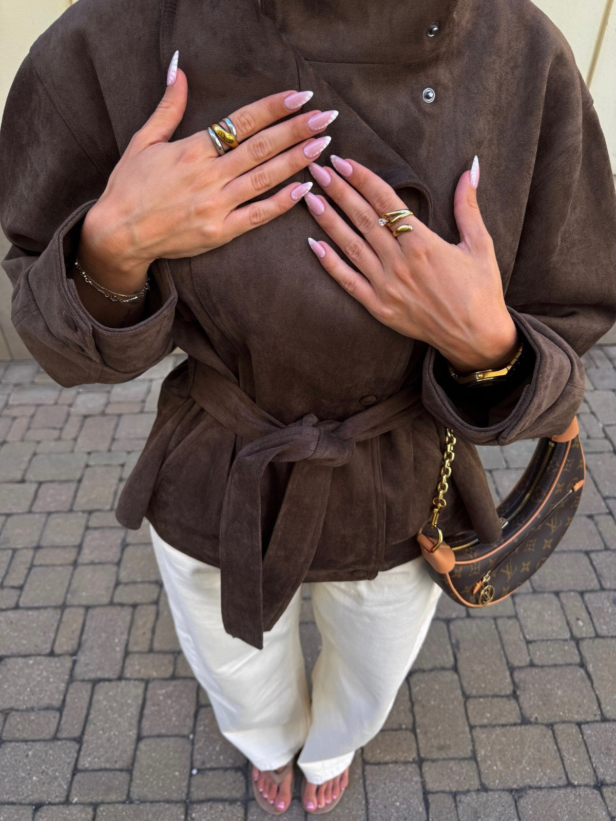 Banbury High-Neck Belted Suede Jacket