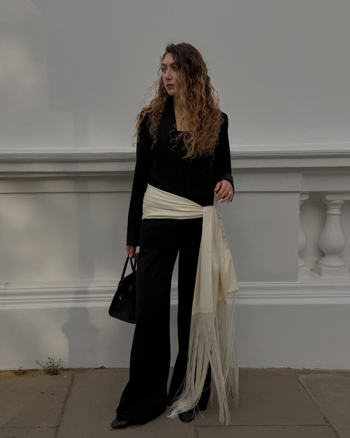 Margaux Fringe Tassel Satin Scarf Belt